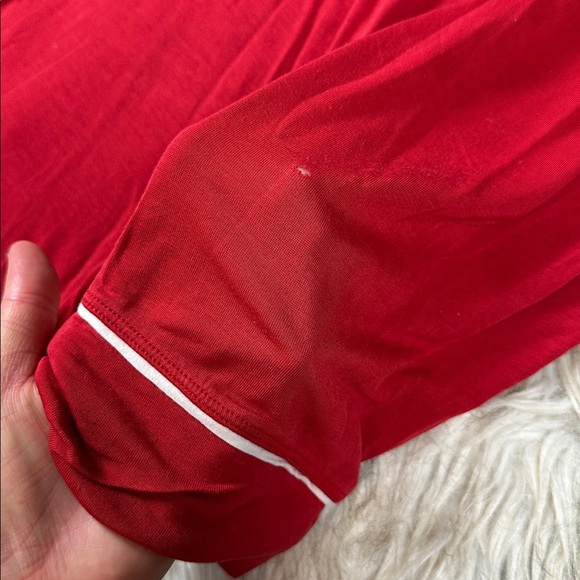 Eberjey Button-Up Pajama Set Long Sleeve Top & Pants | Small | Red - Picture 8 of 16